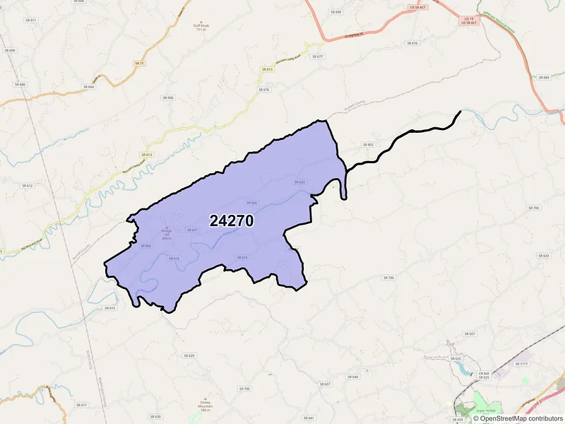 Map of ZIP Code 24270 — Mendota, VA