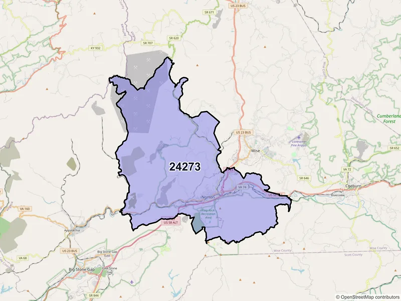 Map of ZIP Code 24273 — Norton, VA