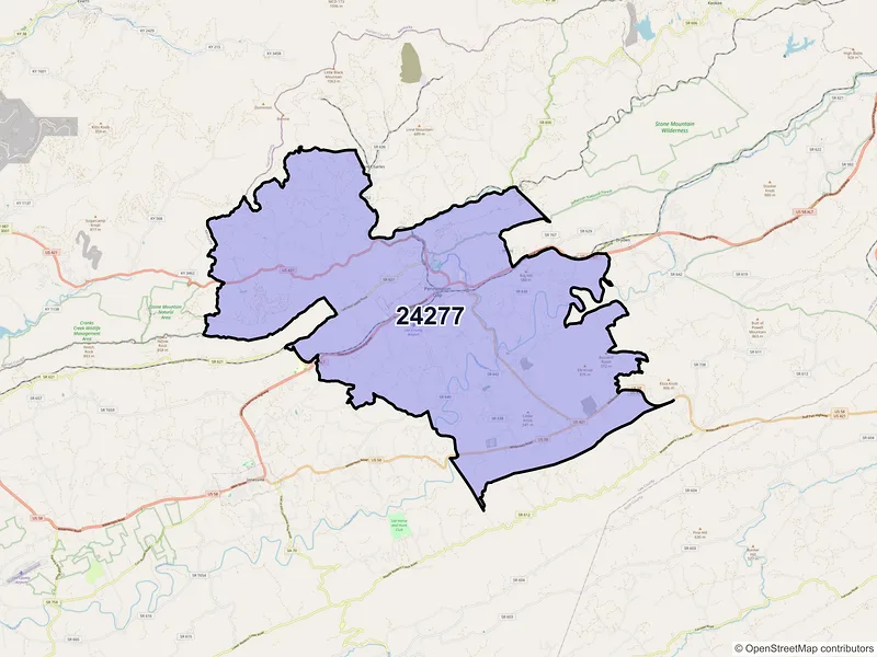 Map of Pennington Gap, Virginia and ZIP codes