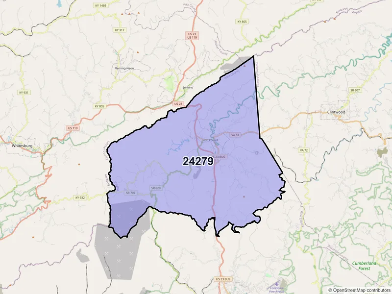 Map of ZIP Code 24279 — Pound, VA
