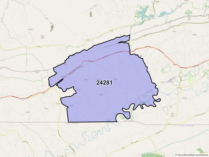 Map of ZIP Code 24281 — Rose Hill, VA
