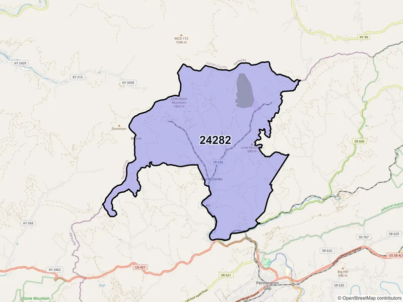 Map of ZIP Code 24282 — Saint Charles, VA