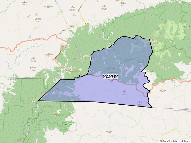 Map of ZIP Code 24292 — Whitetop, VA