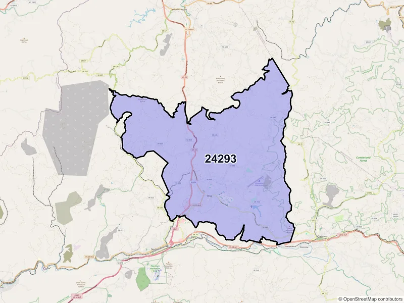 Map of ZIP Code 24293 — Wise, VA