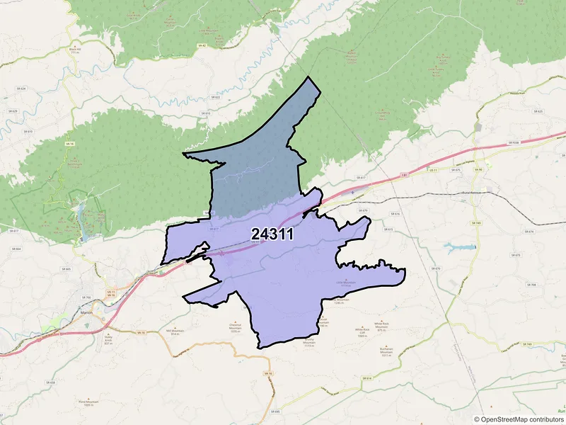 Map of ZIP Code 24311 — Atkins, VA
