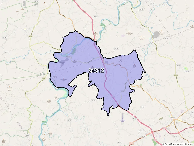Map of ZIP Code 24312 — Austinville, VA