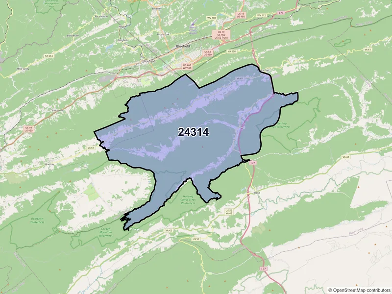Map of ZIP Code 24314 — Bastian, VA