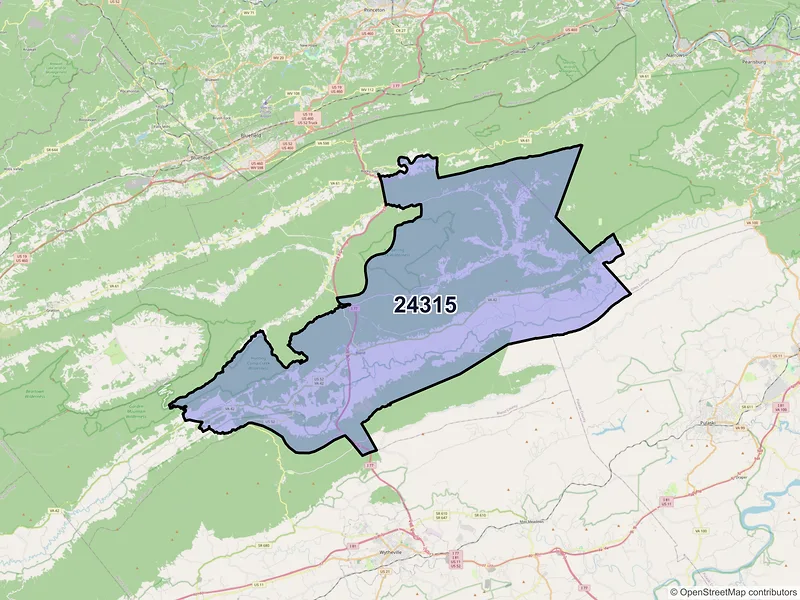 Map of ZIP Code 24315 — Bland, VA