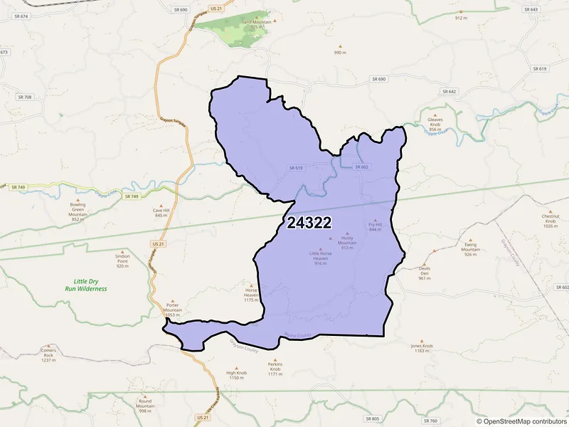 Map of Cripple Creek, Virginia and ZIP codes