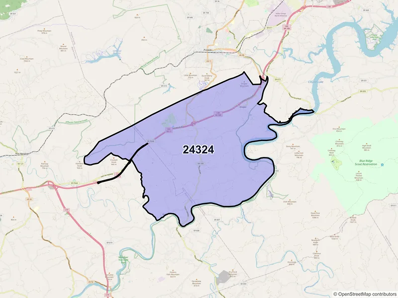 Map of ZIP Code 24324 — Draper, VA