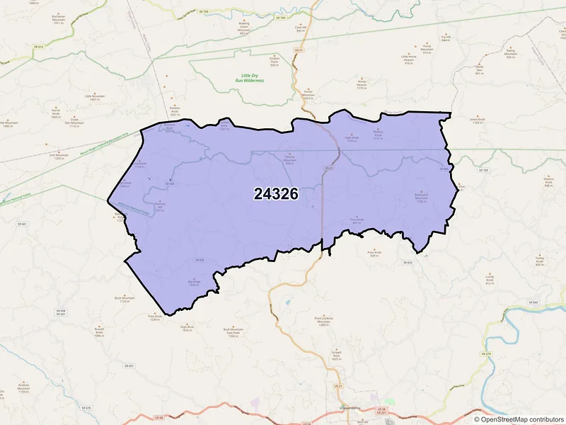 Map of ZIP Code 24326 — Elk Creek, VA