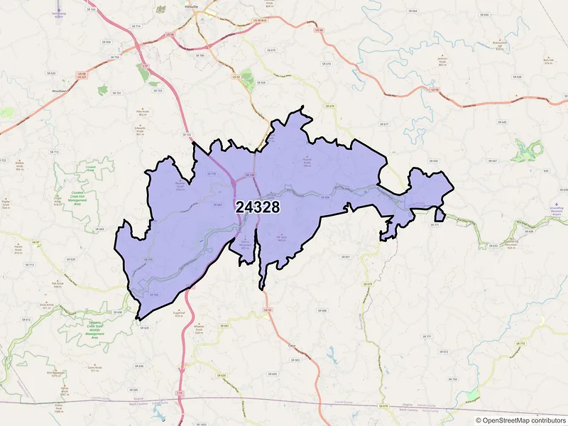 Map of Fancy Gap, Virginia and ZIP codes