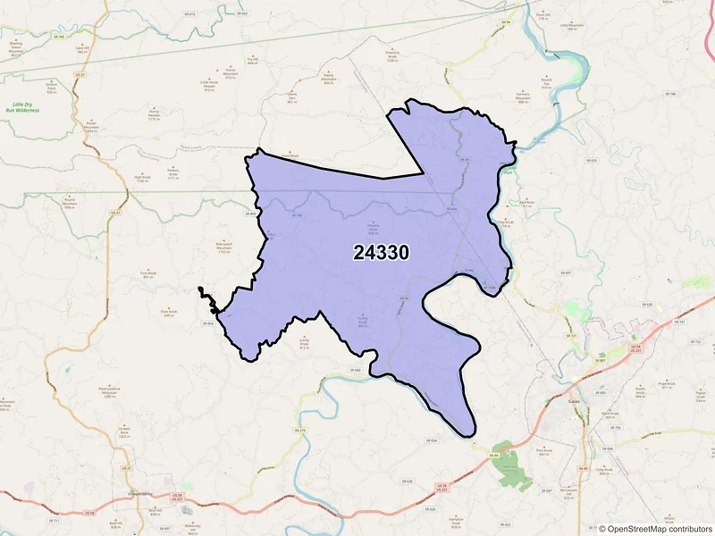 Map of ZIP Code 24330 — Fries, VA