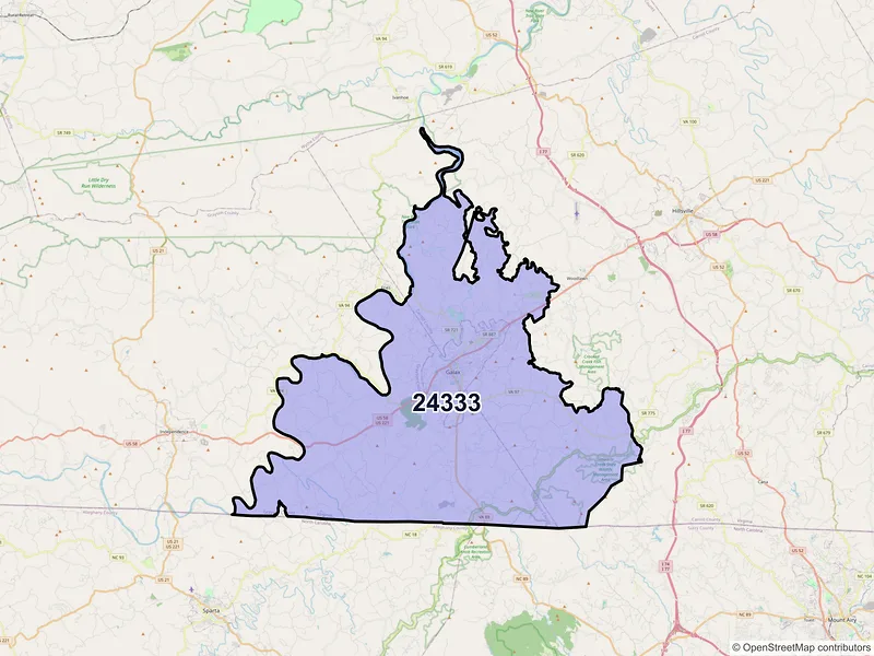 Map of ZIP Code 24333 — Galax, VA