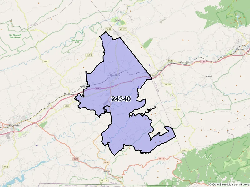 Map of ZIP Code 24340 — Glade Spring, VA
