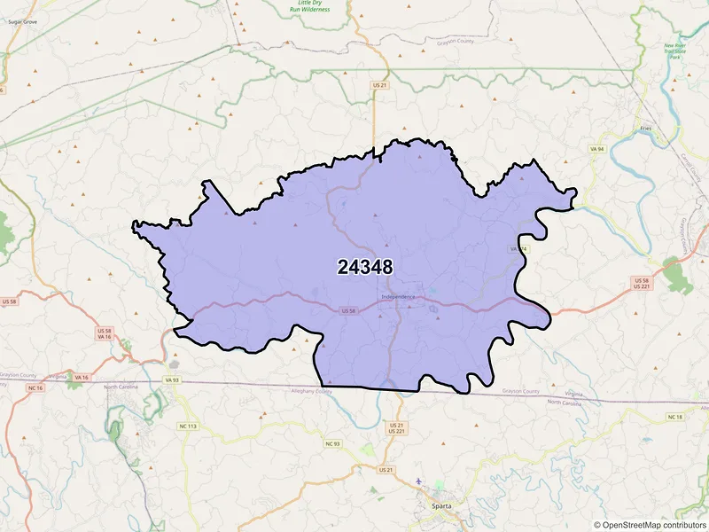 Map of ZIP Code 24348 — Independence, VA