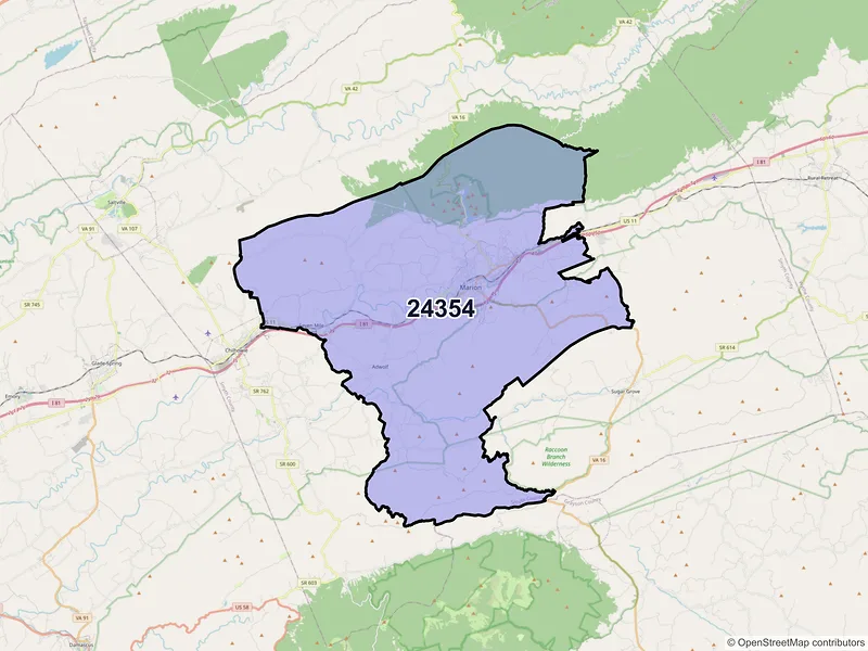 Map of ZIP Code 24354 — Marion, VA