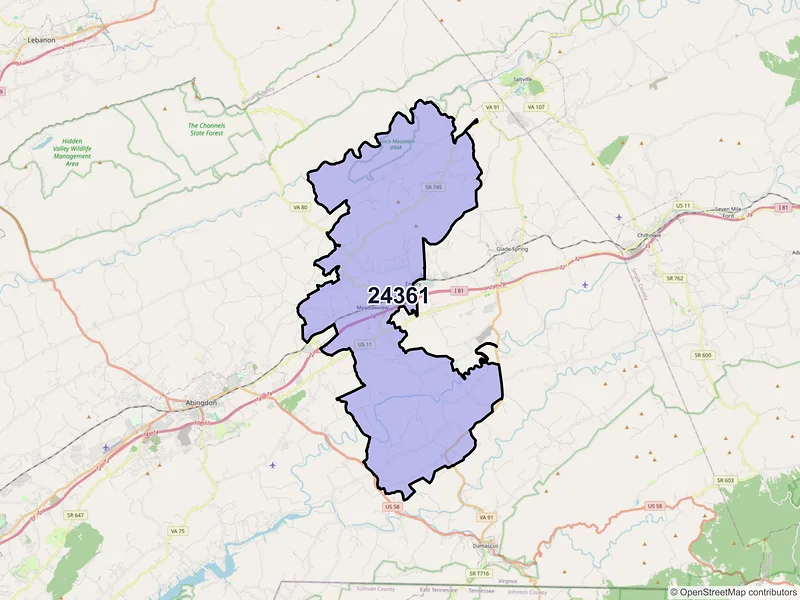 Map of ZIP Code 24361 — Meadowview, VA