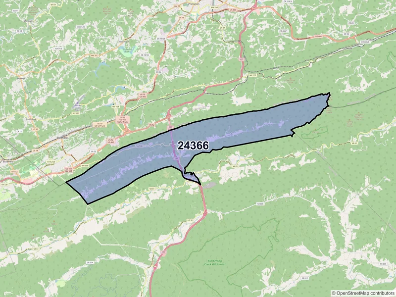 Map of ZIP Code 24366 — Rocky Gap, VA