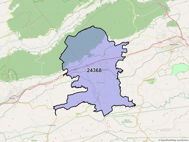 Map of ZIP Code 24368 — Rural Retreat, VA