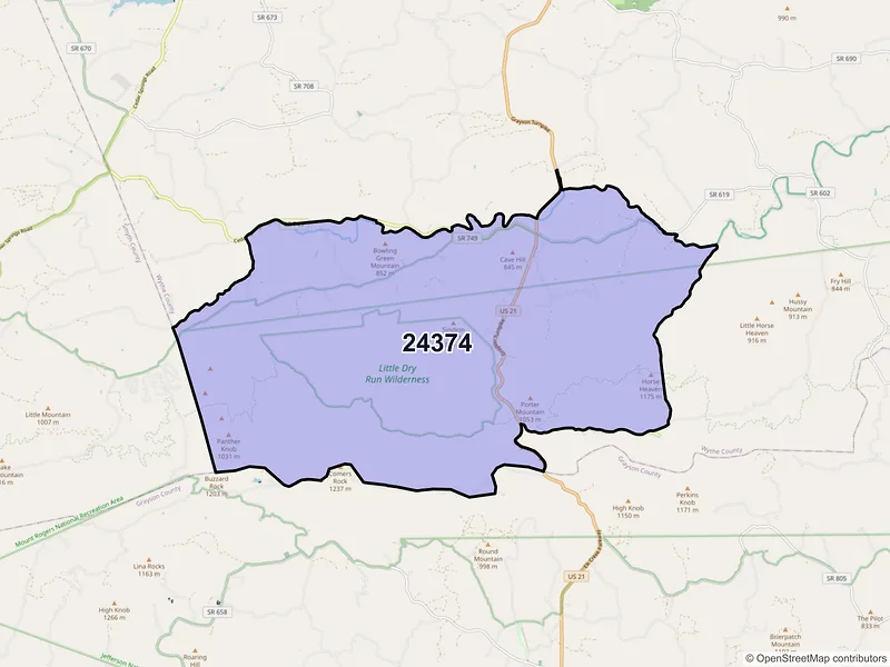 Map of Speedwell, Virginia and ZIP codes