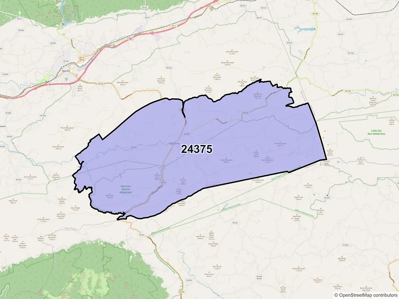 Map of ZIP Code 24375 — Sugar Grove, VA