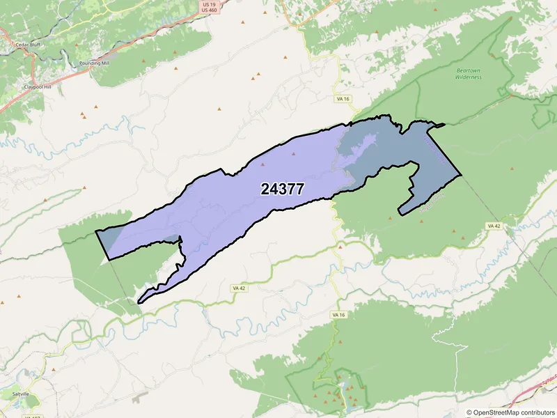 Map of ZIP Code 24377 — Tannersville, VA