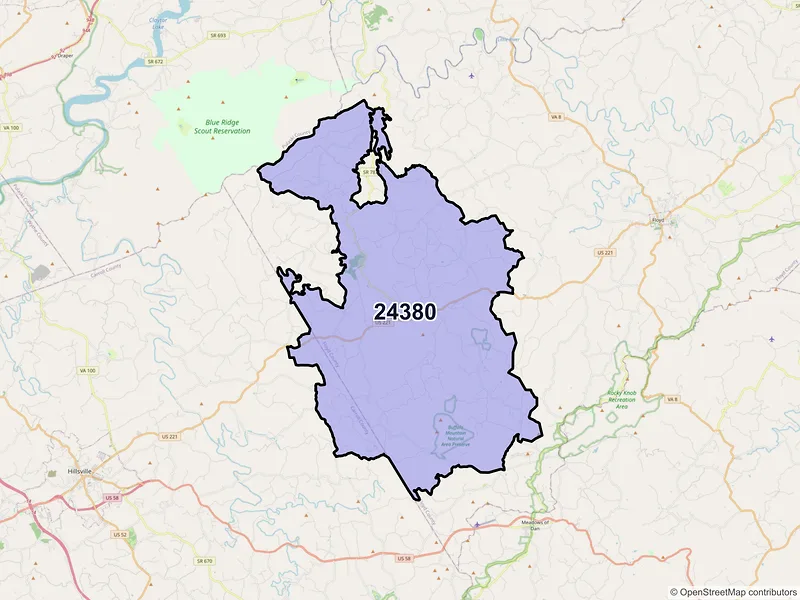 Map of ZIP Code 24380 — Willis, VA