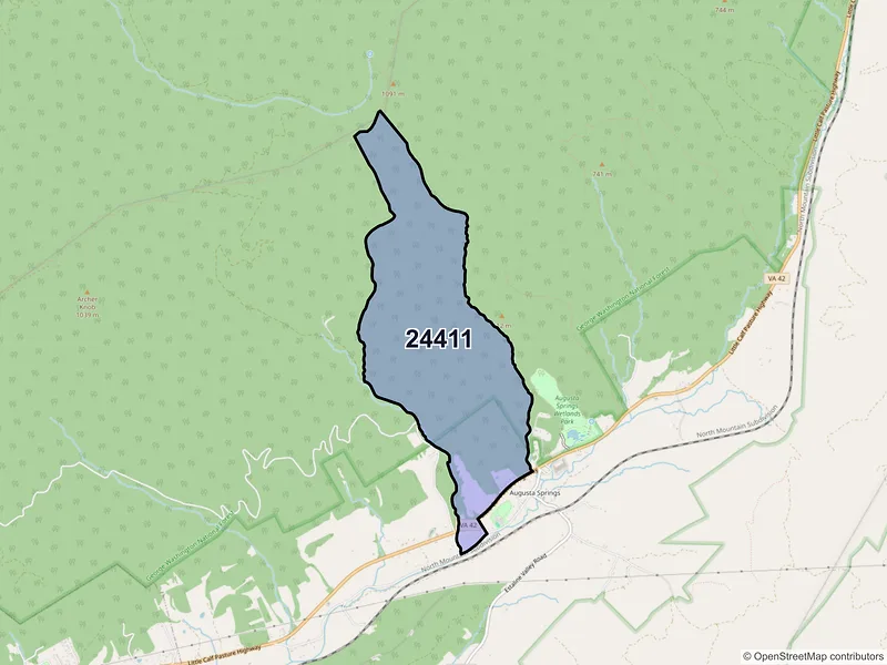 Map of Augusta Springs, Virginia and ZIP codes