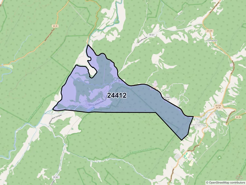 Map of Bacova, Virginia and ZIP codes