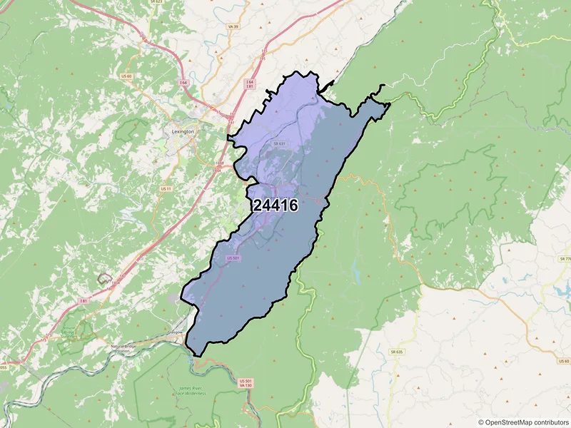 Map of ZIP Code 24416 — Buena Vista, VA