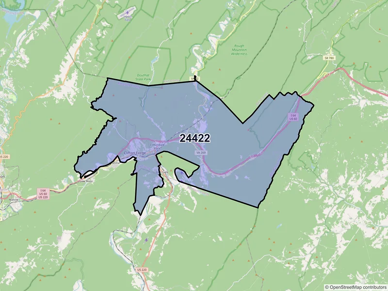Map of ZIP Code 24422 — Clifton Forge, VA