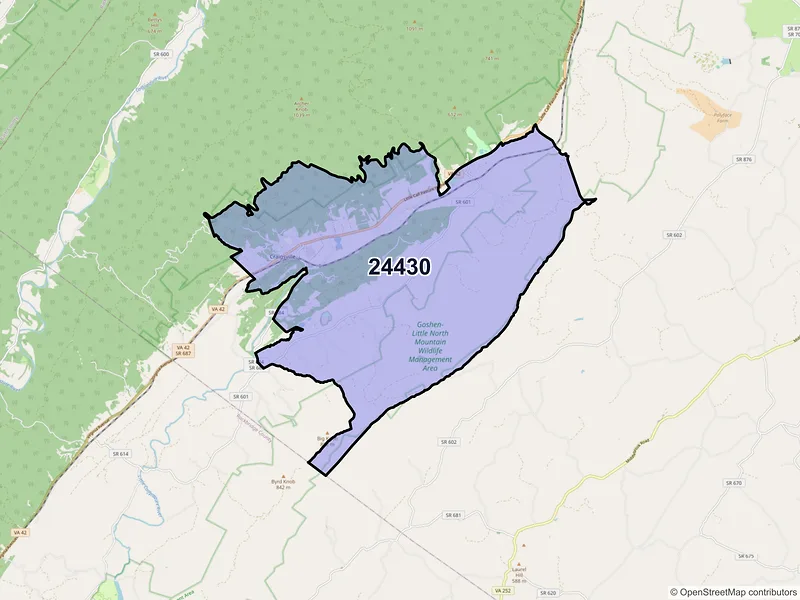 Map of ZIP Code 24430 — Craigsville, VA