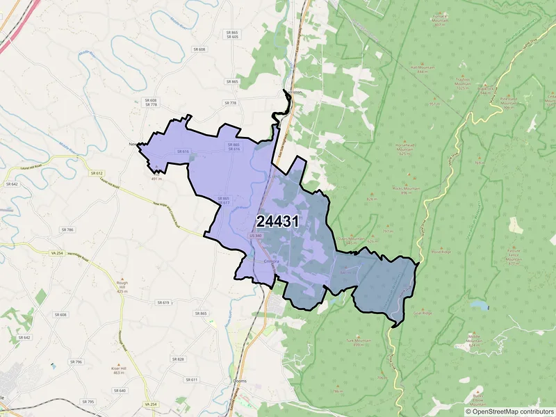 Map of ZIP Code 24431 — Crimora, VA