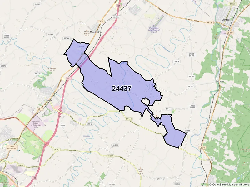 Map of Fort Defiance, Virginia and ZIP codes