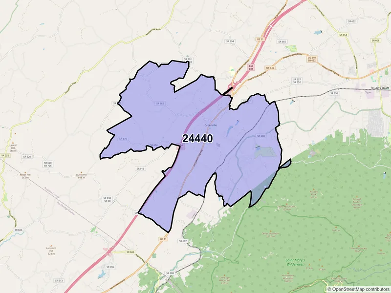 Map of ZIP Code 24440 — Greenville, VA