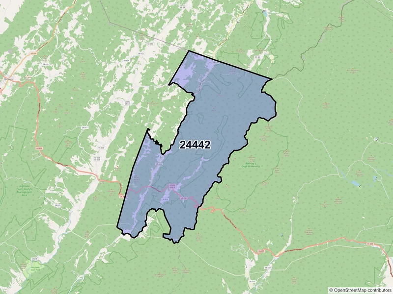 Map of ZIP Code 24442 — Head Waters, VA