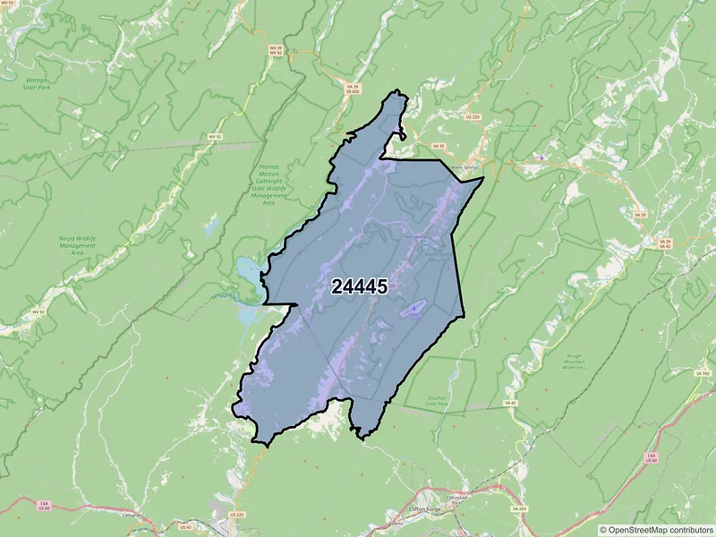 Map of ZIP Code 24445 — Hot Springs, VA