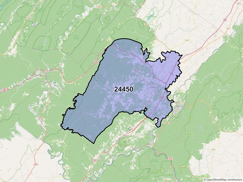 Map of ZIP Code 24450 — Lexington, VA