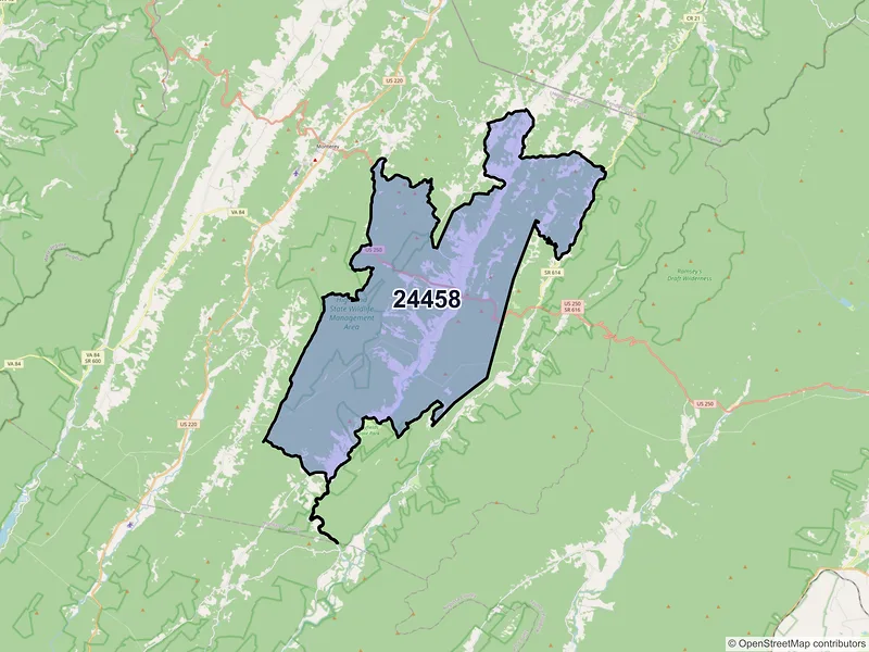 Map of ZIP Code 24458 — Mc Dowell, VA
