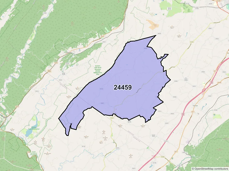 Map of ZIP Code 24459 — Middlebrook, VA