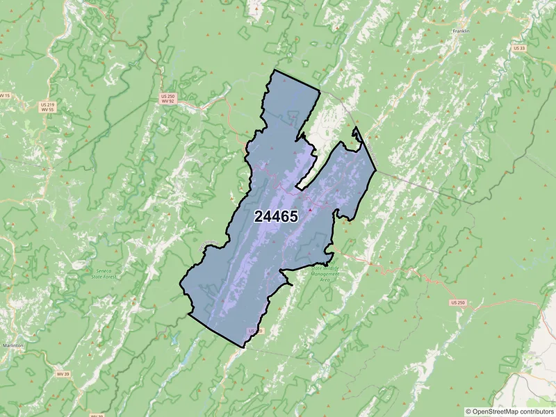 Map of ZIP Code 24465 — Monterey, VA