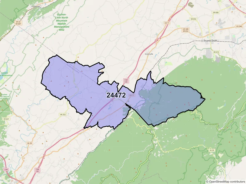 Map of ZIP Code 24472 — Raphine, VA