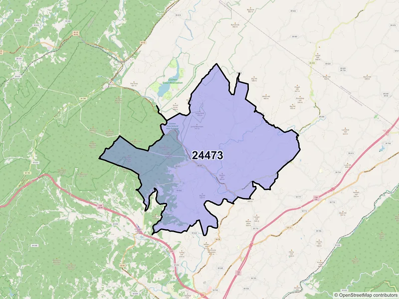 Map of ZIP Code 24473 — Rockbridge Baths, VA
