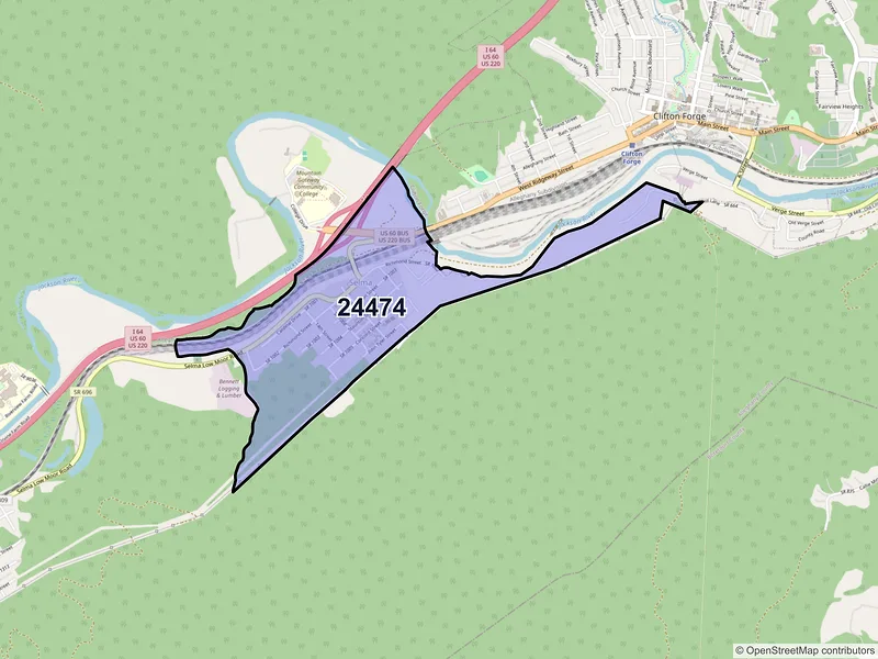 Map of Selma, Virginia and ZIP codes