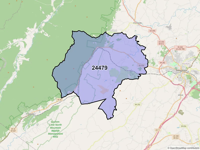 Map of ZIP Code 24479 — Swoope, VA