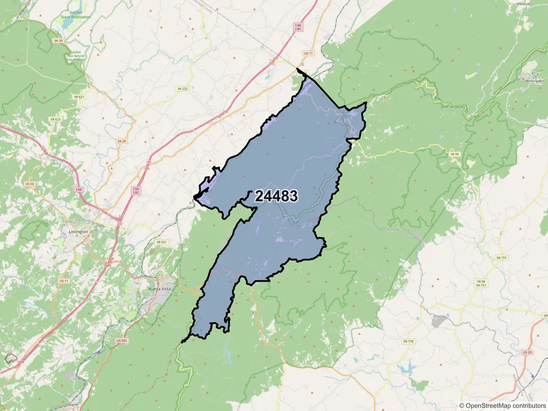 Map of ZIP Code 24483 — Vesuvius, VA