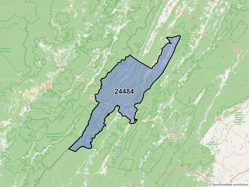 Map of ZIP Code 24484 — Warm Springs, VA