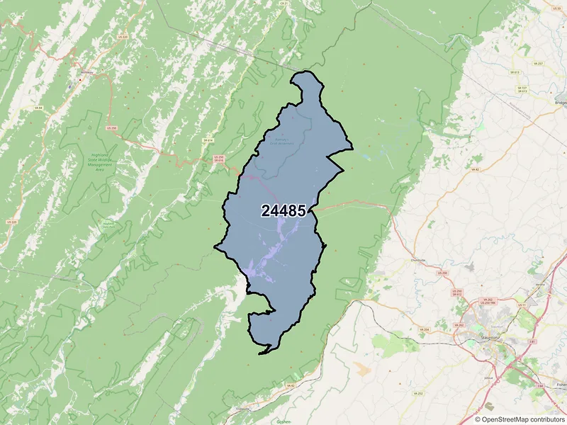 Map of ZIP Code 24485 — West Augusta, VA