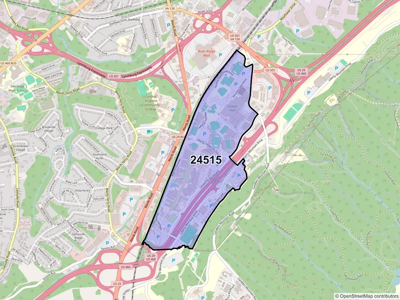 Map of ZIP Code 24515 — Lynchburg, VA